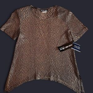NWT -Vintage 90s SharAde Bronze Metallic Mesh Top | | Size 12